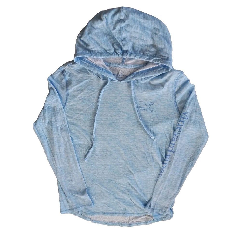 Vineyard Vines Small‎ Women's Hoody Drawstring long Sleeve Shirt Batik Sky Blue